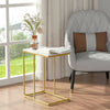 Sofa Side Table Gold With Heavy Mable Top Coffee Tea End Table for Living Room