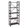 5 Tier Tall Bookshelf Bookcase Rustic Wood Metal Storage Display Shelving Unit
