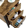 Bedside Table Nightstand 3 Drawer Cabinet Storage Table for Bedroom Rustic Brown