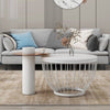 Modern Round Coffee Table Set of 2 Nesting Table Metal Frame Marble Effect HT