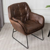 Retro Distressed Faux Leather Armchair Button Chair Single Lounge Sofa Fireside