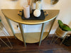 Wooden Half Moon Round Hallway Entrance Console Table Furniture In Gold & White