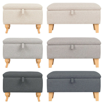 Rectangular Storage Footstool Ottoman Pouffe Stool Fabric Chair Upholstery Bench