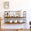 2 Tier Wall Mounted Storage Shelf Rack Metal Wire& Wood Display Shelving Unit