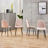 4Pcs Argyle Velvet Dining Chairs Metal Leg Side Chair Fabric Upholstered Kitchen