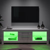 White TV Stand Modern High Gloss Doors 160cm with LED Lights Unit Cabinet
