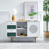 Modern 4 Drawers Storage Cabinet Sideboard Cupboard Table w/ Sliding Doors White