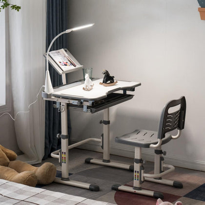Kids Study Table and Chair Set Children's Homework Art Activity Desk Adjustable