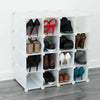 Interlocking 16 Compartment Shoe Organiser Storage Cube Rack Black White Design