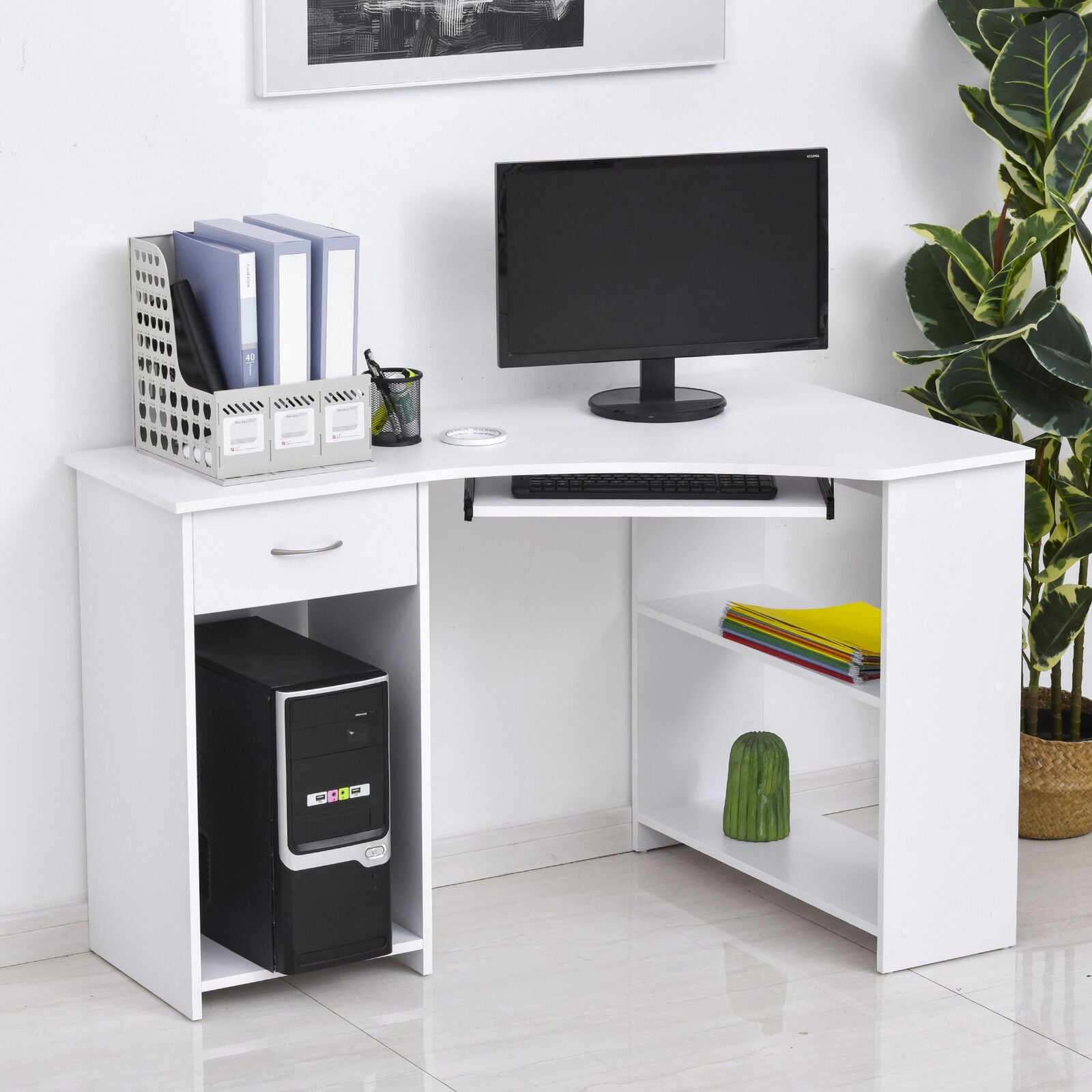 L shaped desk with on sale two keyboard trays