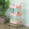 3 Tier Slim Kitchen Storage Trolley Cart Rack Tray Shelf Rolling Wheel W/ Handle