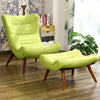 Upholstered Lounge Fabric Chair Sofa Velvet Armchair with Footstool Living Room