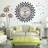 3D Large Diamante Beaded Crystal Jeweled Sunburst Wall Clock Living Room Kitchen