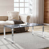 Modern Grey Glass Lounge Living Room Coffee Table Metal Chrome Legs Home Office