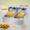 Electric Deep Fryer Dual Tank Stainless Steel 12L 5000W Commercial Restaurant