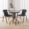 Black Wicker Bistro Set Table Chair Patio Garden In/Outdoor Furniture Diner Home