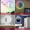 Round LED Bathroom Mirror RGB Backlit Dimmable Illuminated Lights Demister 600mm
