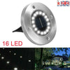 16 LED Solar Powered Flat Lights LED Buried Deck Light Ground Lamp Outdoor Disk