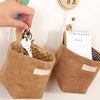 Retro Jute Cotton Lining Sundries Basket Mini Desktop Storage Bags Hanging Bag