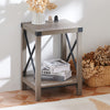 Side Table with Storage Shelf X Metal Frames End Coffee Table Driftwood Home