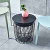 Set of 3 Storage Basket Nested Tables Side Table Metal Wire Black Tabletop Home