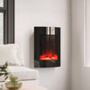 Black Wall Mounted Curved Vertical Electric Firelplace Media Wall with LE AGL048