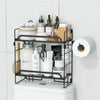 2-Tier Bathroom Over The Toilet Storage Shelf Iron Bathroom Organizer with Hooks