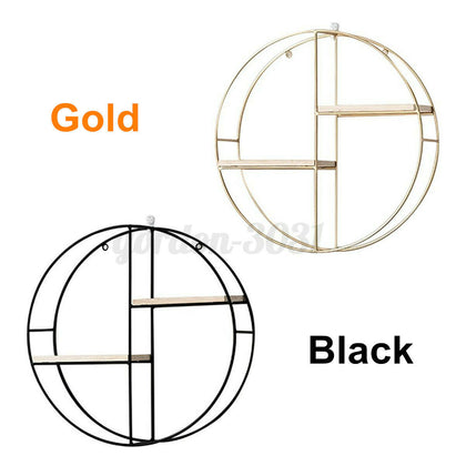 Nordic Geometric Round Wall Hanging Shelf Storage Holder Shelves Home Decor L
