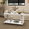 High Gloss LED Lights Coffee Tables w/ 5 Wheels Sofa Tea Table Living Room White