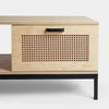 Lena Rattan Coffee Table Natural Industrial Design Black Metal Legs Living Room