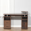 Multi-Storage Computer Work Desk Table w/ Drawer Keyboard Tray Brown