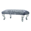 Crushed Velvet Silver Grey Footstool Living Room Coffee Table Chair Stool Metal