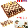 Large Chess Wooden Set Foldable Chessboard Magnetic Pieces Wood Board 40x40cm