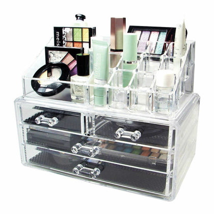 Clear Cosmetic Drawer Organiser Acrylic Makeup Holder Jewellery Case Box Storage