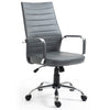 Executive Office Chair Swivel Ribbed High Back Leather Chair Computer Desk Chair