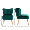 Luxury Velvet-Feel Accent Chair Padding Wood Frame Legs Home Green