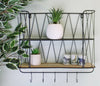Double Wall Hanging Shelf Unit With 5 Hooks 2 Shelves Storage Display Home Decor