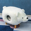 Animal Design Fluffy Stool Cute White Bear Kids Seat Ottoman With Cat Kitten Bed