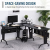 Space-Saving Corner Work Office Desk Gaming w/ Steel Frame CPU Rack Black