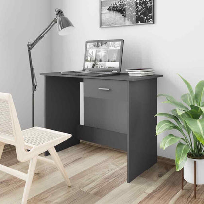 Desk Chipboard Writing Table PC Workstation High Gloss Grey
