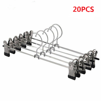 20X Metal Clip Coat Hangers Clothes Closet Pant Trouser Skirt Non-slip Racks