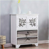 Vintage Retro Sideboard Cabinet 2 Door 2 Drawers Cupboard With Wicker Baskets
