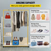 Garment Rack Clothes Rack Clothes Organizer w/ 3 Side Shelves & Wheels