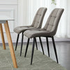 2 Pcs Brown Faux Leather/PU/ Velvet Dining Chairs Lint Chair Padded Dining Room