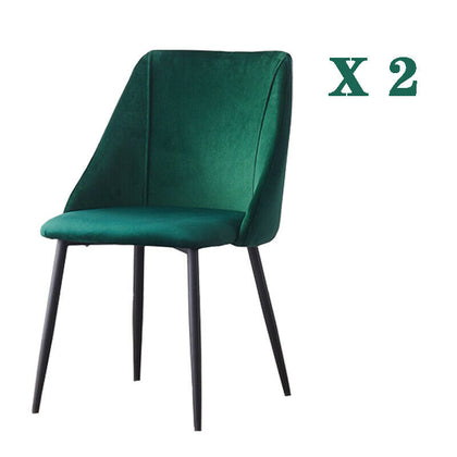2Pcs Morden Velvet Dining Chairs Living Room Luxury Chairs Counter Chairs Green