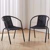 Black Wicker Bistro Set Table Chair Patio Garden In/Outdoor Furniture Diner Home