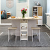 Folding Mobile Drop Leaf Dining Table Set w/4 Stools Dining Kitchen Wooden&White