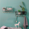 Wall Mounted Shelf Hooks Basket Wire Rack Storage Unit With Key Hanging Hangers