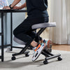 Kneeling Posture Chair Grey Stool Ergonomic Seat Leather w/ Wheels