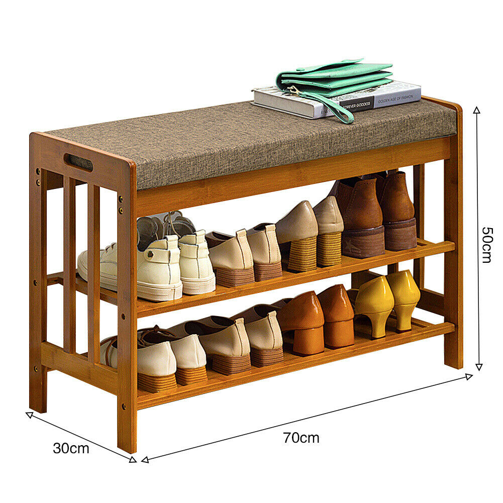 Shoe Rack Storage Hallway Shoe Bench with Seat Cushion Seater 3 Tier S ...